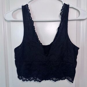 Reversible Aerie Black Lace Crop Top with built in bra